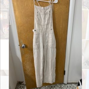 Free people natural sights beige overalls NWT.